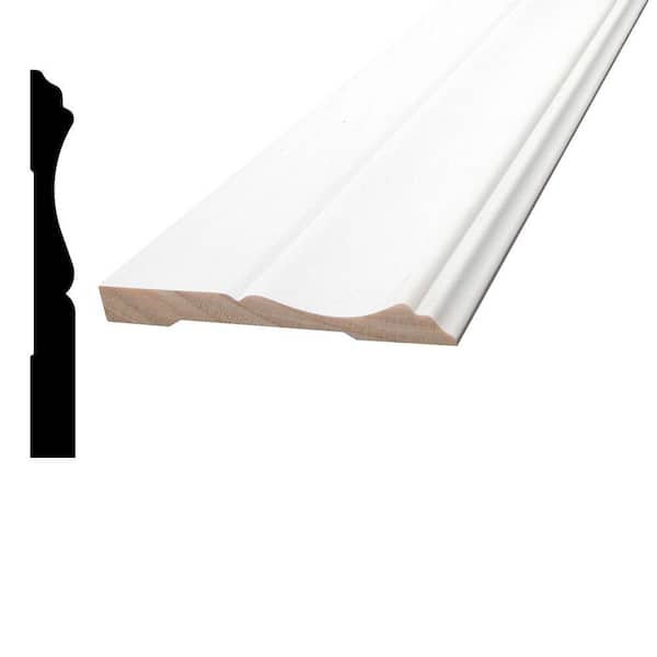 Alexandria Moulding 7/16 in. x 3-1/4 in. x 96 in. Primed Finger-Jointed Wood Baseboard Moulding