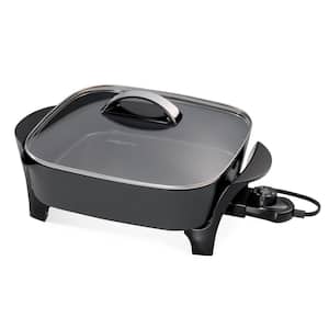 12 in. Black Electric Skillet w/Glass Cover