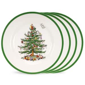 Christmas Tree 4-Piece Ceramic 8 in. Salad Plates (Service for 4)