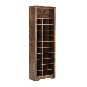 24.4 in. W x 12.9 in. D x 73.8 in. H Brown Linen Cabinet Shoe Cabinet with 30-Cube Storage Organizer