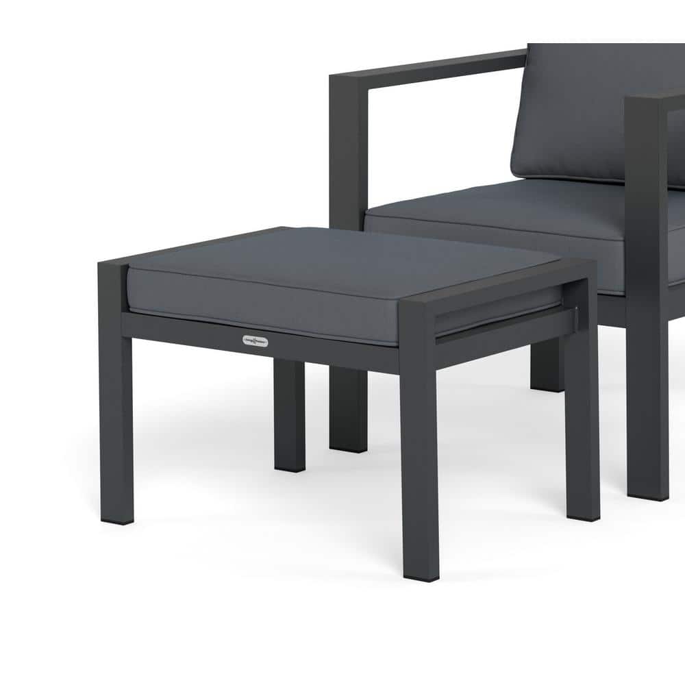 Lakeview Charcoal 17'' Modern Aluminum Outdoor Ottoman with Cushion