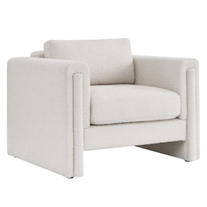 Visible Boucle Fabric Armchair in Ivory