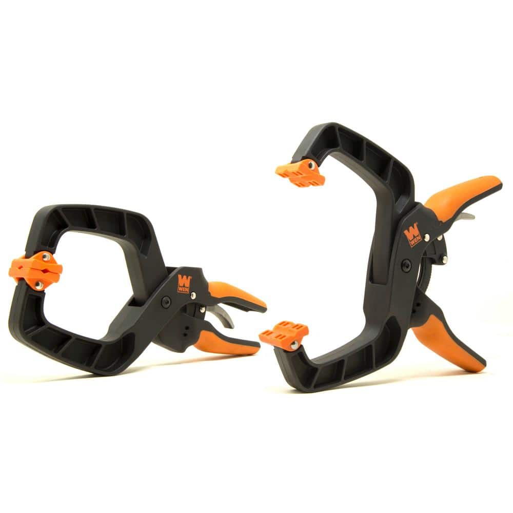 WEN QuickRelease Ratcheting Hand Clamps with 4 in. Jaw Opening and 3 in. Throat Set (2Piece