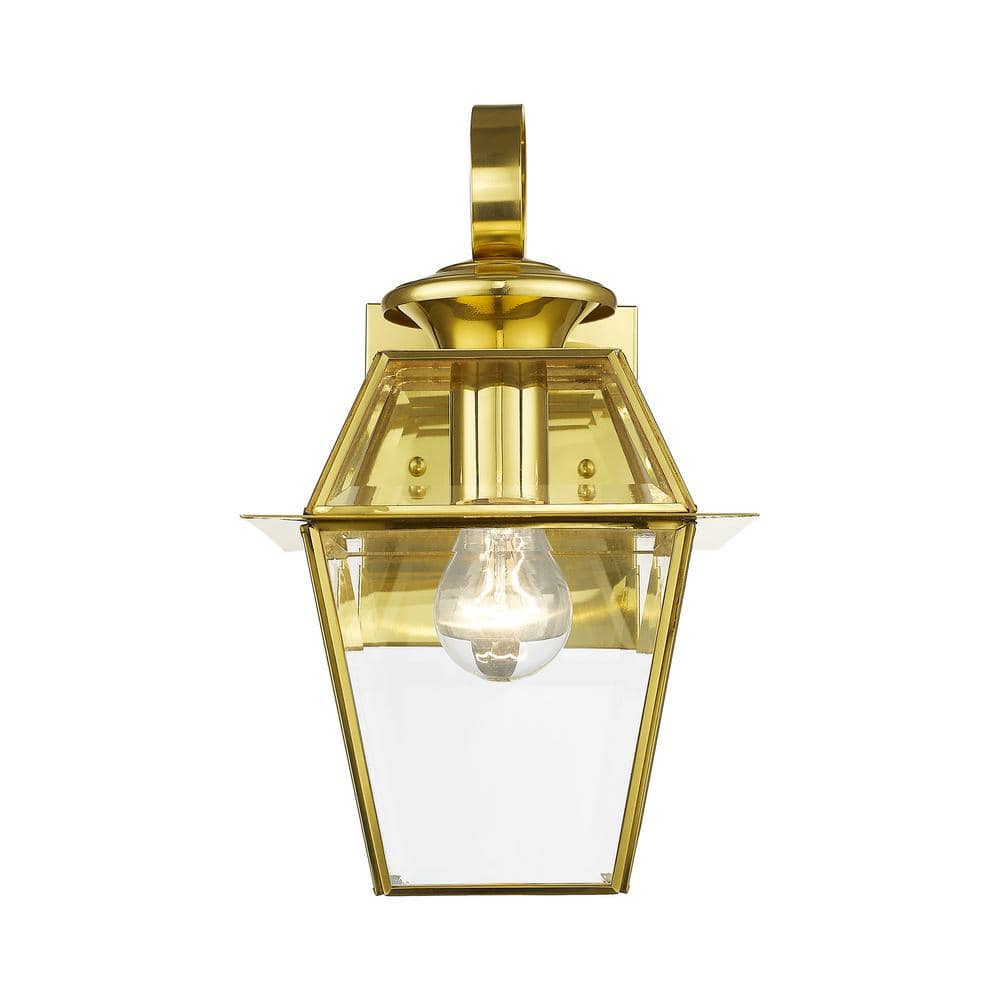 Elegant Westover Outdoor Wall Lantern in Polished Brass with Clear Glass