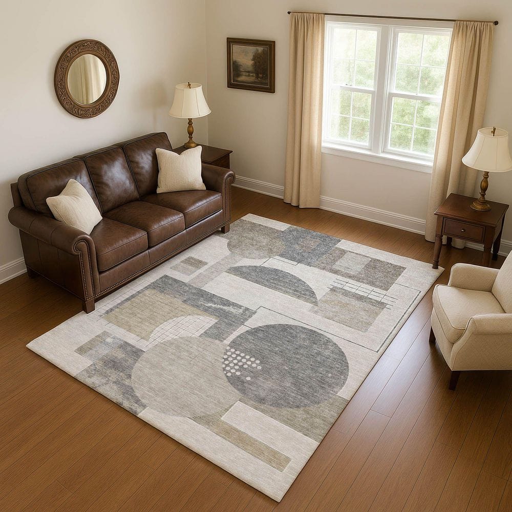 Mayfield Premium Machine Washable Abstract AMF1695 Beige 10 ft. x 14 ft. Area Rug price history on PriceWatchPro