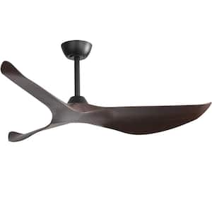 52 in. Indoor/Outdoor Modern Brown Ceiling Fan without Light and 6 Speed Remote Control