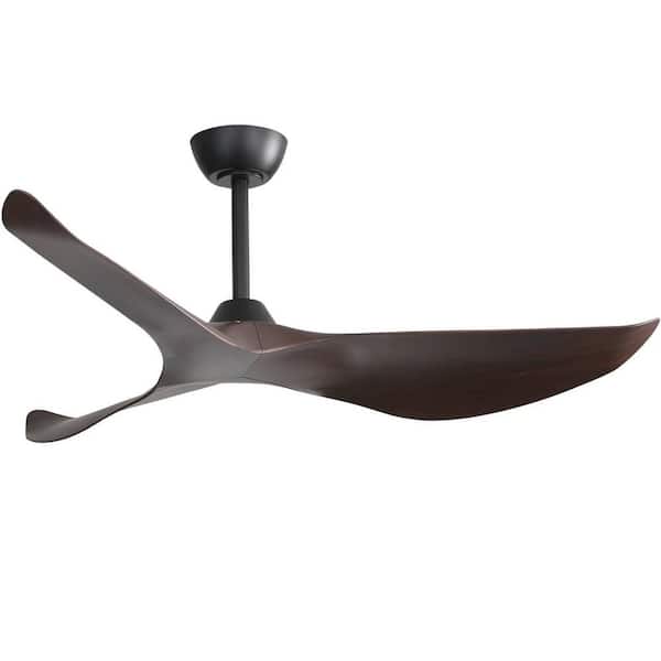FIRHOT 52 in. Indoor/Outdoor Modern Brown Ceiling Fan without Light and 6 Speed Remote Control