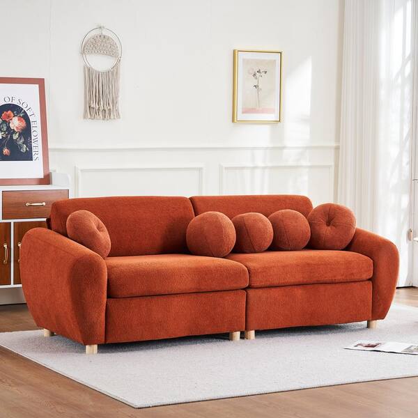 Z-joyee 84.6 in Wide Round Arm Chenille Rectangle Modern