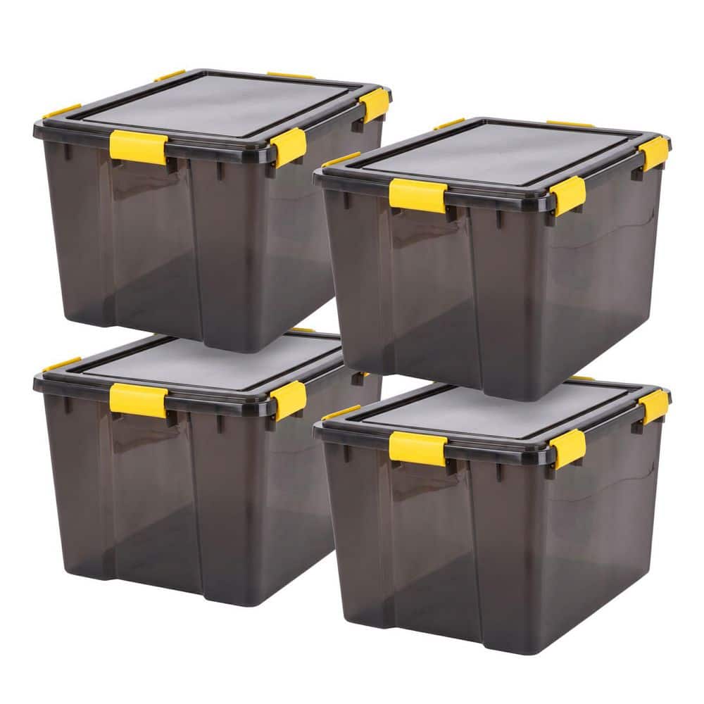 19 Gal. Plastic Storage Bin with Buckles, Black (4-Pack) price history on PriceWatchPro