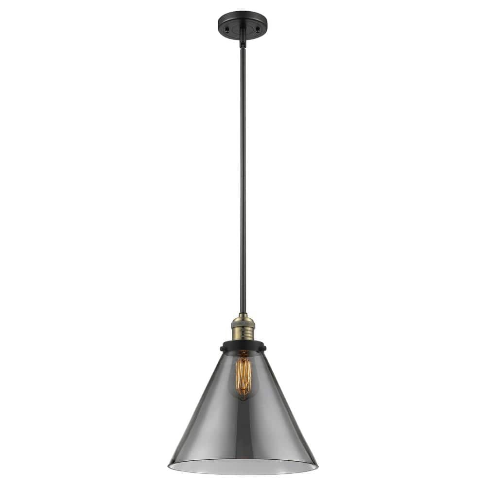 Cone 100-Watt 1-Light Black Antique Brass Standard Mini Pendant Light Smoked Glass Shade price history on PriceWatchPro