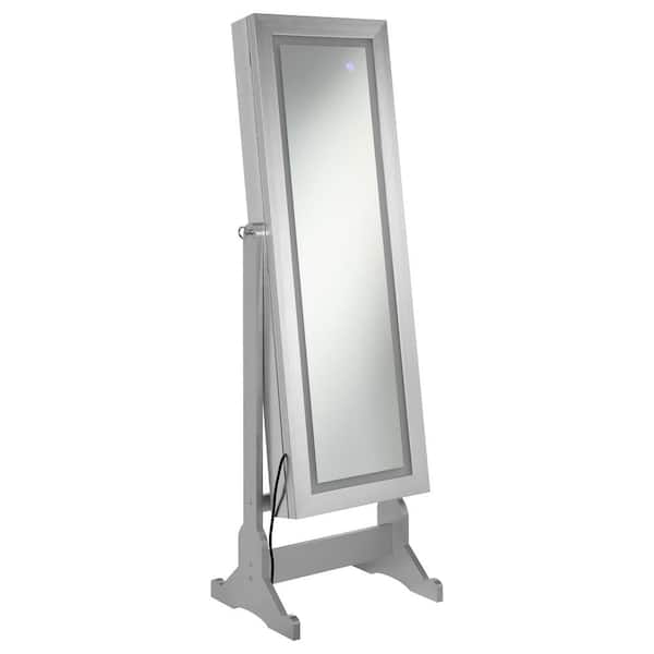 Coaster Moore Silver Wood Jewelry Cheval Mirror 20 in. W Jewelry Armoire