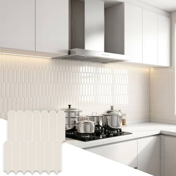 10-Piece 11.8 in. x 11.8 in. Beige 3D Marble Pattern Peel and Stick Backsplash Tile Wall Decal