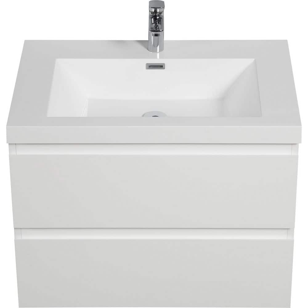 30 in. Single Sink Floating White Bath Vanity with White Stone Resin Sink Top price history on PriceWatchPro