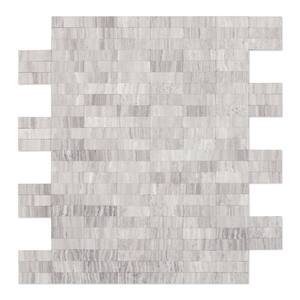 Hare Natural Mixed White/Gray 11.42 in. x 11.57 in. x 5mm Stone Peel and Stick Wall Mosaic Tile (5.51 sq. ft./Case)