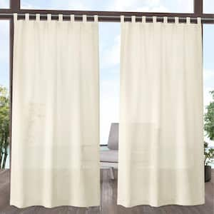 Miami Ivory Solid Sheer Hook-and-Loop Tab Indoor/Outdoor Curtain, 54 in. W x 84 in. L (Set of 2)