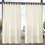 Miami Ivory Solid Sheer Hook-and-Loop Tab Indoor/Outdoor Curtain, 54 in. W x 108 in. L (Set of 2)