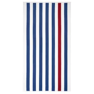 Beach Towels, Cabana Striped 30x60 in., 100% Cotton, Pool Towel, Navy Blue - Bordeaux