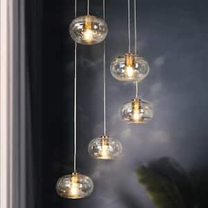 Chrysaorican 5-Light Plating Brass Cluster Chandelier with Iridescent Glass Globes and No Bulb Included