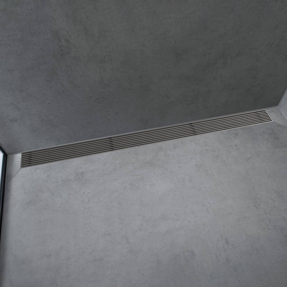 Brushed Stainless Steel Linear Shower Drain with Adjustable Frame