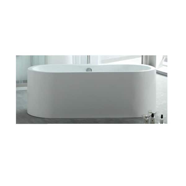 Unbranded 67.3 in. Acrylic Class Flatbottom Non-Whirlpool Bathtub in White