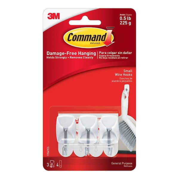 1/2 lb. Small White Wire Hooks (3 Hooks, 4 Strips)