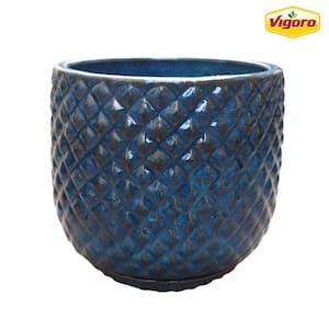 12 in. Blue Preston Ceramic Planter Decorative Pot