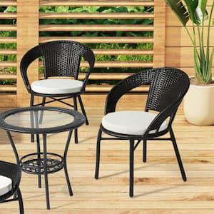 FadingFree (Set of 4) 16 in. Round Outdoor Patio Circle Dining Chair Seat Cushions in White