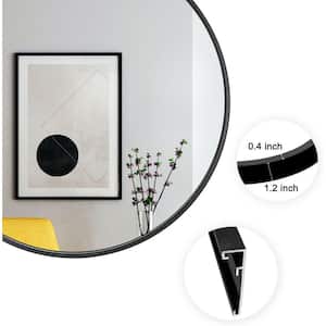 36 in. W x 36 in. H Round Aluminum Framed Wall Bathroom Vanity Mirror in Black