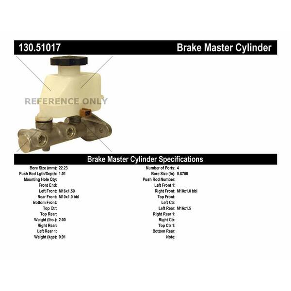 Centric Parts Brake Master Cylinder 2000-2002 Hyundai Accent 1.5L