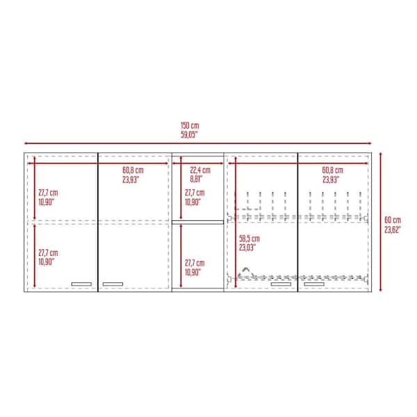 59 in. W x 12.4 in. D x 24 in. H in White Plywood Ready to Assemble Wall Kitchen Cabinet with 2-Shelves and Double Door