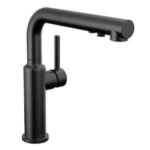 Daneri Single Handle Pull Out Sprayer Kitchen Faucet Deckplate Included in Matte Black