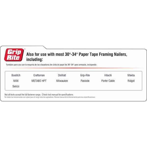Grip-Rite 3 in. x 0.120 in. 30-Degree Paper Bright Coated Smooth