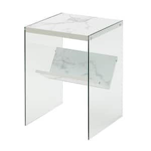 SoHo Faux White Marble and Glass End Table