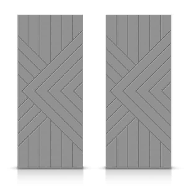 CALHOME 48 in. x 80 in. Hollow Core Light Gray Painted Composite MDF Interior Double Closet Sliding Doors
