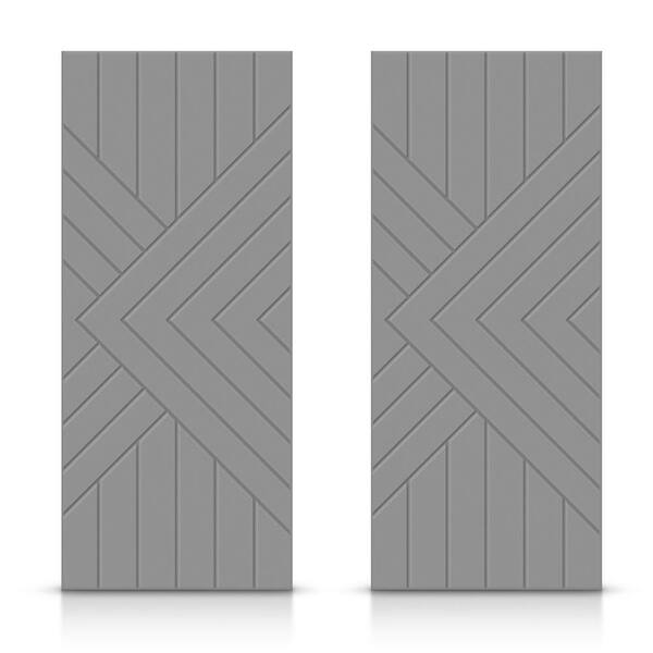 CALHOME 84 in. x 80 in. Hollow Core Light Gray Painted Composite MDF Interior Double Closet Sliding Doors
