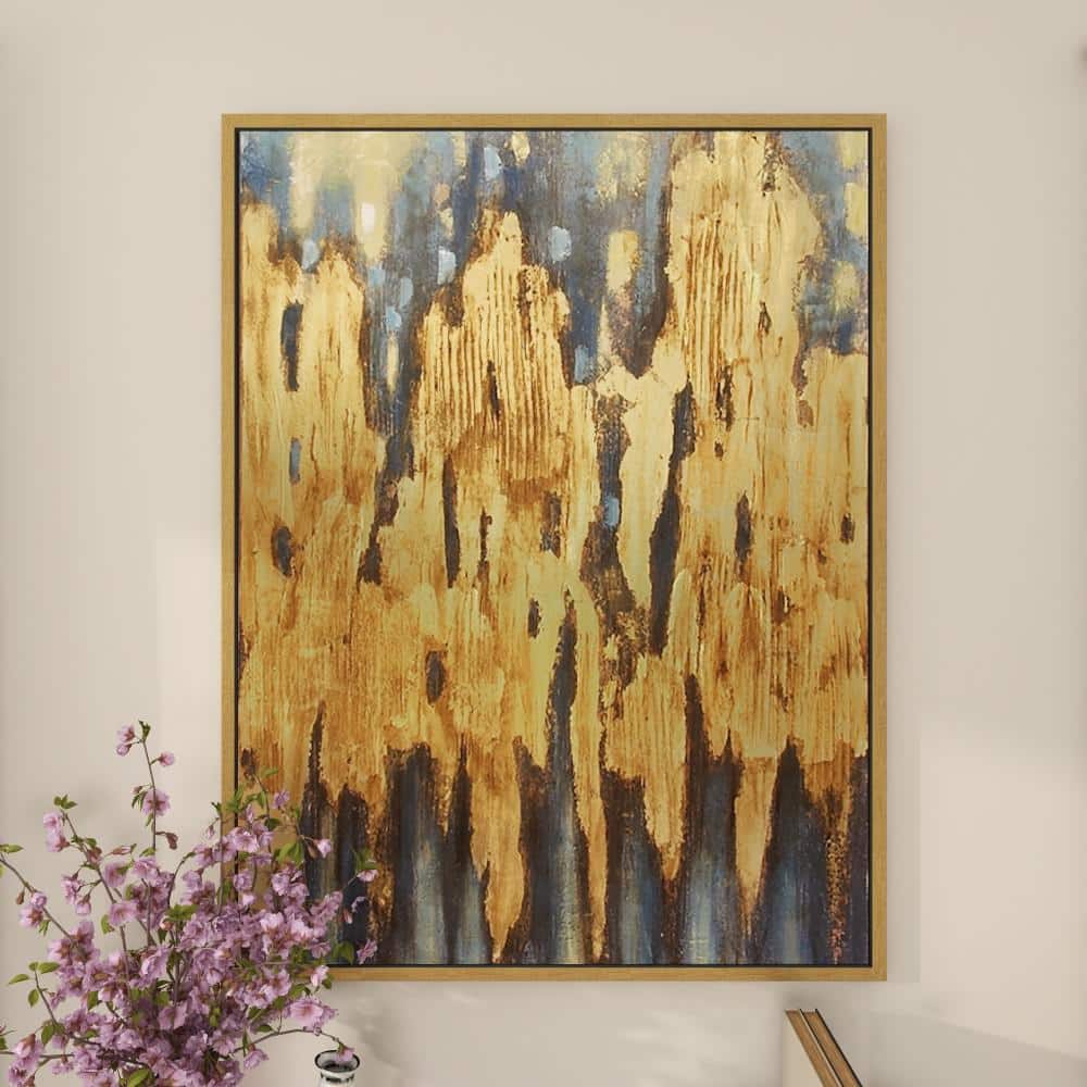 36" x 47" Gold Leaf Embellished Abstract Canvas Wall Art