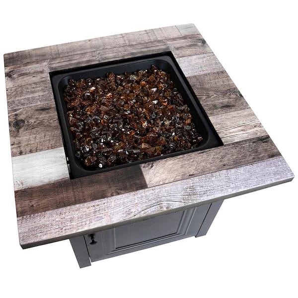 FIRE ISLAND 30 in. W x 24.6 in H Square Steel UV Printed Propane