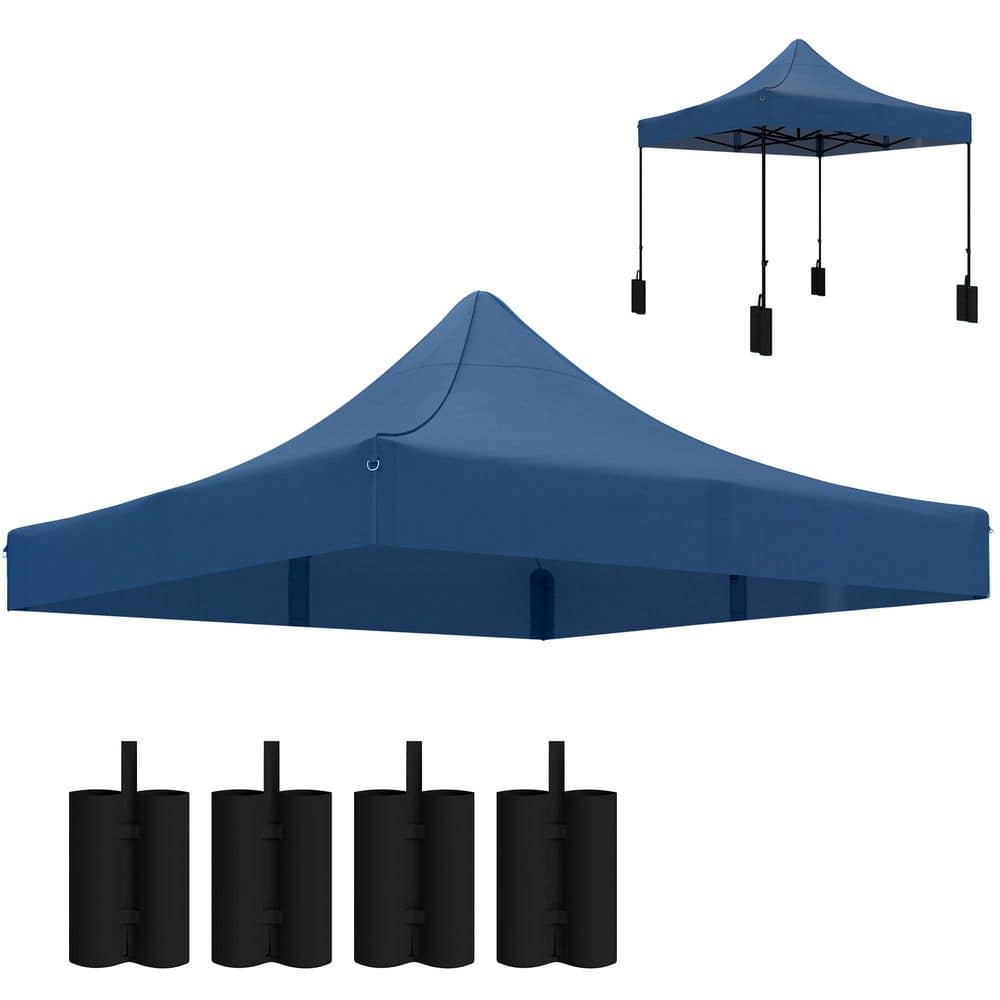 10 x 10 ft. Canopy Replacement Cover with 4-Weight Bags 8-Drainage Holes, U