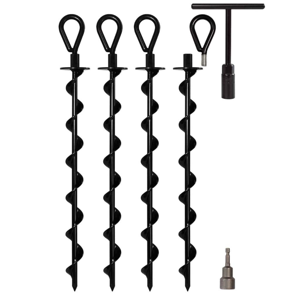 "4pcs 18"" Ground Anchors Easy to Use with Drill, Heavy Duty Anchor Hook for Camping Tent, Canopies, Sheds, Swing Sets" price history on PriceWatchPro