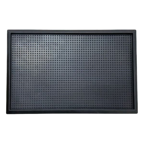 Heavy-Duty Black 18 in. x 28 in. Waterproof Rubber Boot Tray with Raised Edges, Non-Slip Indoor/Outdoor Utility Mat