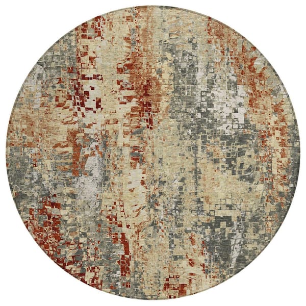 Chantille Machine Washable Indoor/Outdoor Abstract ACN2254 Pewter 8 ft. x 8 ft. Area Rug