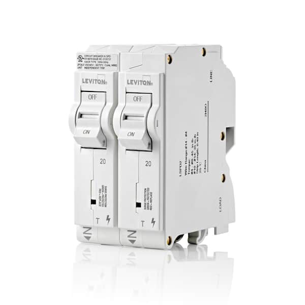 Surge Protective Device with Two 20 Amp 1-Pole Standard Thermal Magnetic Branch Circuit Breakers LSPD2-TR