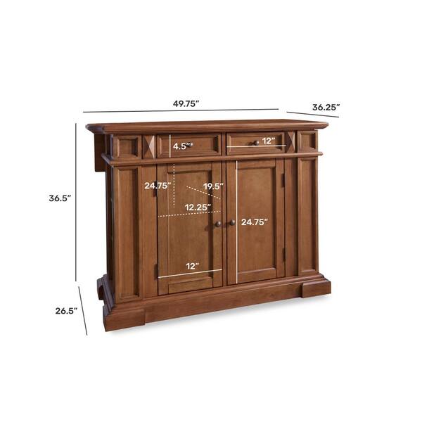 Home Styles Brown Wood Base with Wood Top Kitchen Island (26.5-in x 49.75-in x 36.5-in)