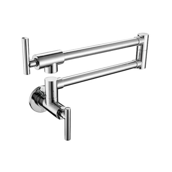 Timeless Home Wall Mounted Pot Filler with Double Handle in Chrome
