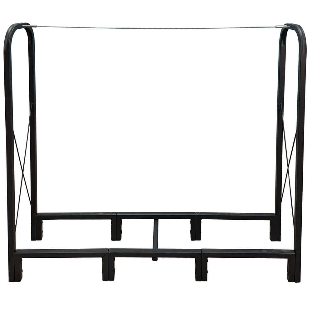 Black 4.1 ft. Firewood Log Rack for Fireplace Wood Storage Fire Log Holder 
