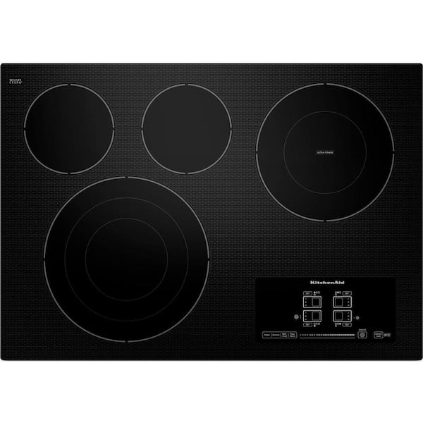 KitchenAid 30 in. Radiant Ceramic Glass Electric Cooktop in Black with 4 Elements Including Tri-Ring and Double-Ring Elements