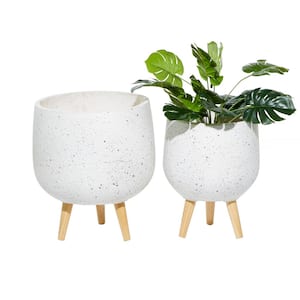 17 in. x 15 in. White MGO Planter (Set of 2)