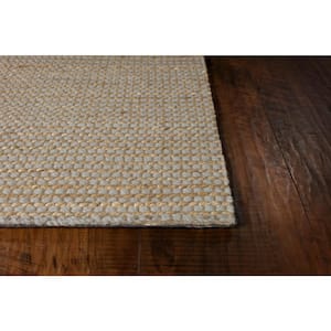 West Ivory/Gray 5 ft. x 7 ft. Solid Bohemian Hand-Woven Wool & Jute Area Rug
