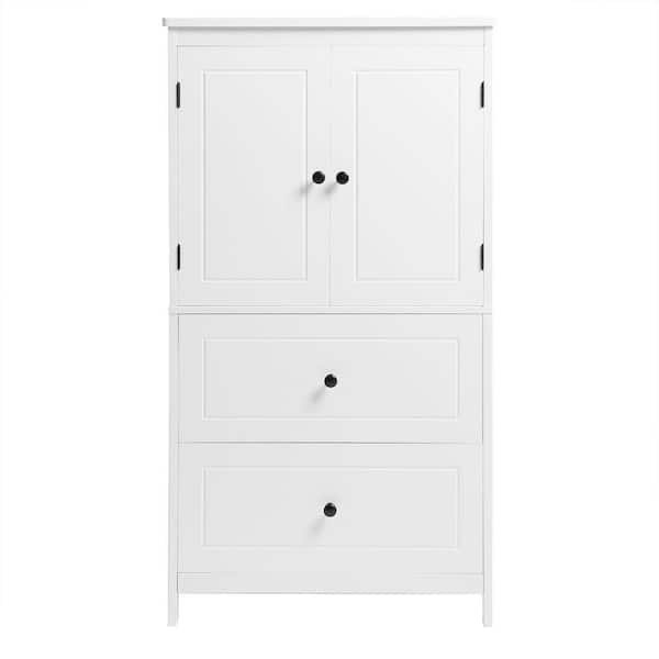 Miscool Anky 23.6 in. W 11.8 in. D 43.3 in. H White MDF Freestanding Bathroom Storage Linen Cabinet