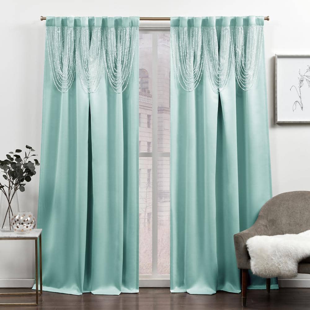 EXCLUSIVE HOME Bliss Aqua Solid Room Darkening 54 in. x 84 in